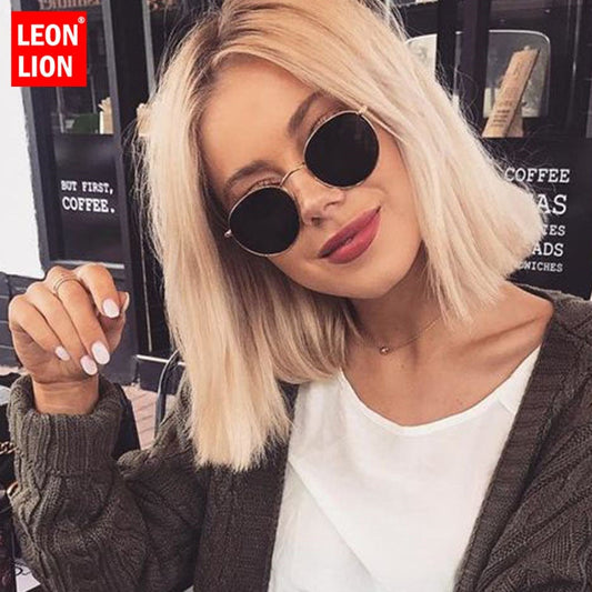 Kleine runde Vintage-Metallsonnenbrille – Ansicht 1