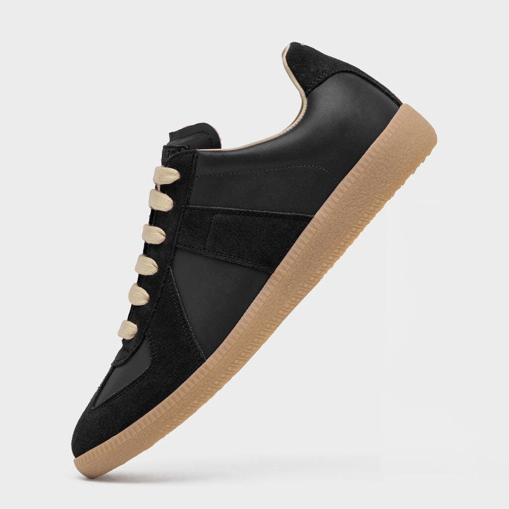 Replica Sneakers aus Nappa- und Veloursleder mit honigfarbener Sohle – Produktfoto 2