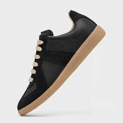 Replica Sneakers aus Nappa- und Veloursleder mit honigfarbener Sohle – Produktfoto 2