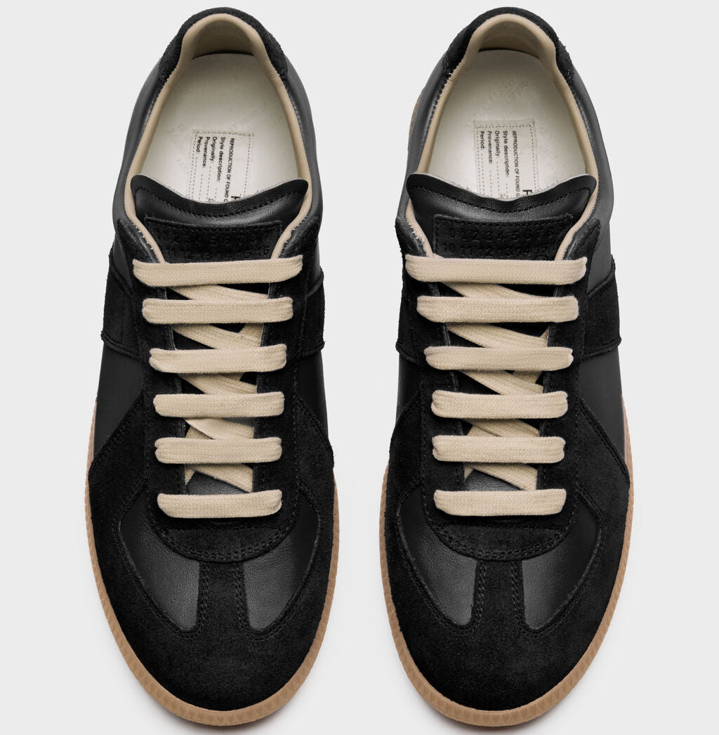 Replica Sneakers aus Nappa- und Veloursleder mit honigfarbener Sohle – Produktfoto 4