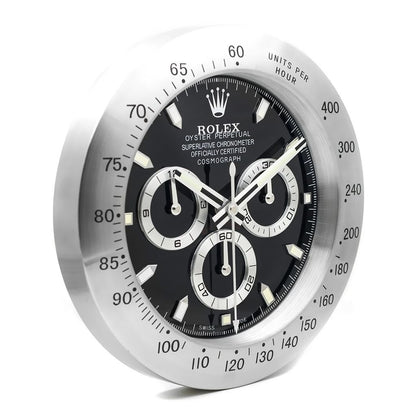 Daytona Wanduhr – Silber & Schwarz (Modell 001) – weitere Ansicht
