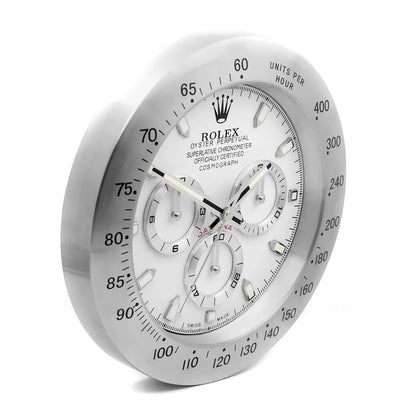 Daytona Wanduhr – Silber & Weiß – weitere Ansicht