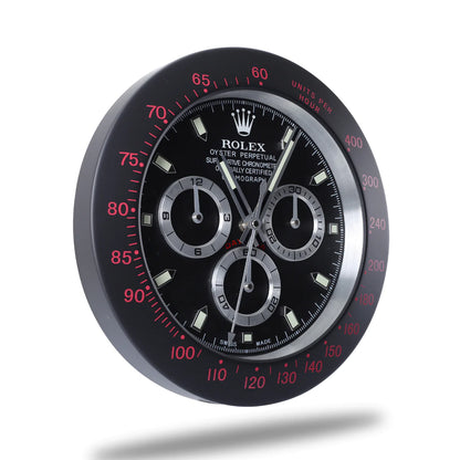 Daytona Wanduhr – Schwarz & Rot – weitere Ansicht