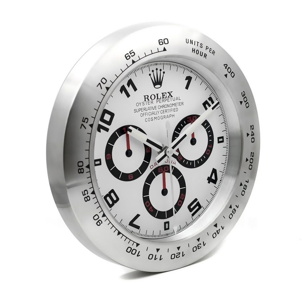 Daytona Wanduhr – Silber & Schwarz (Modell 013) – weitere Ansicht