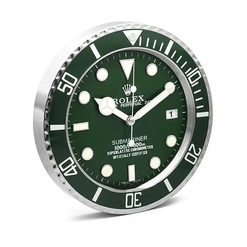 Submariner Wanduhr – Komplett Grün (Hulk-Stil) – weitere Ansicht
