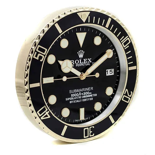 Submariner Wanduhr – Schwarz & Gold – weitere Ansicht