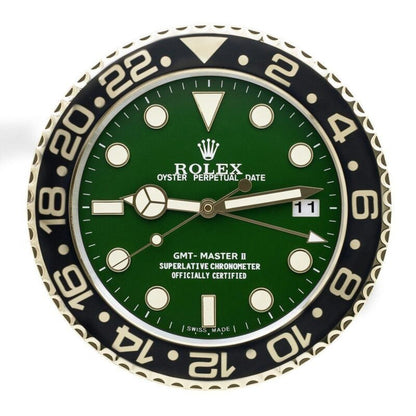 GMT-Master Wanduhr – Gold & Grün Vintage – Vorderseite
