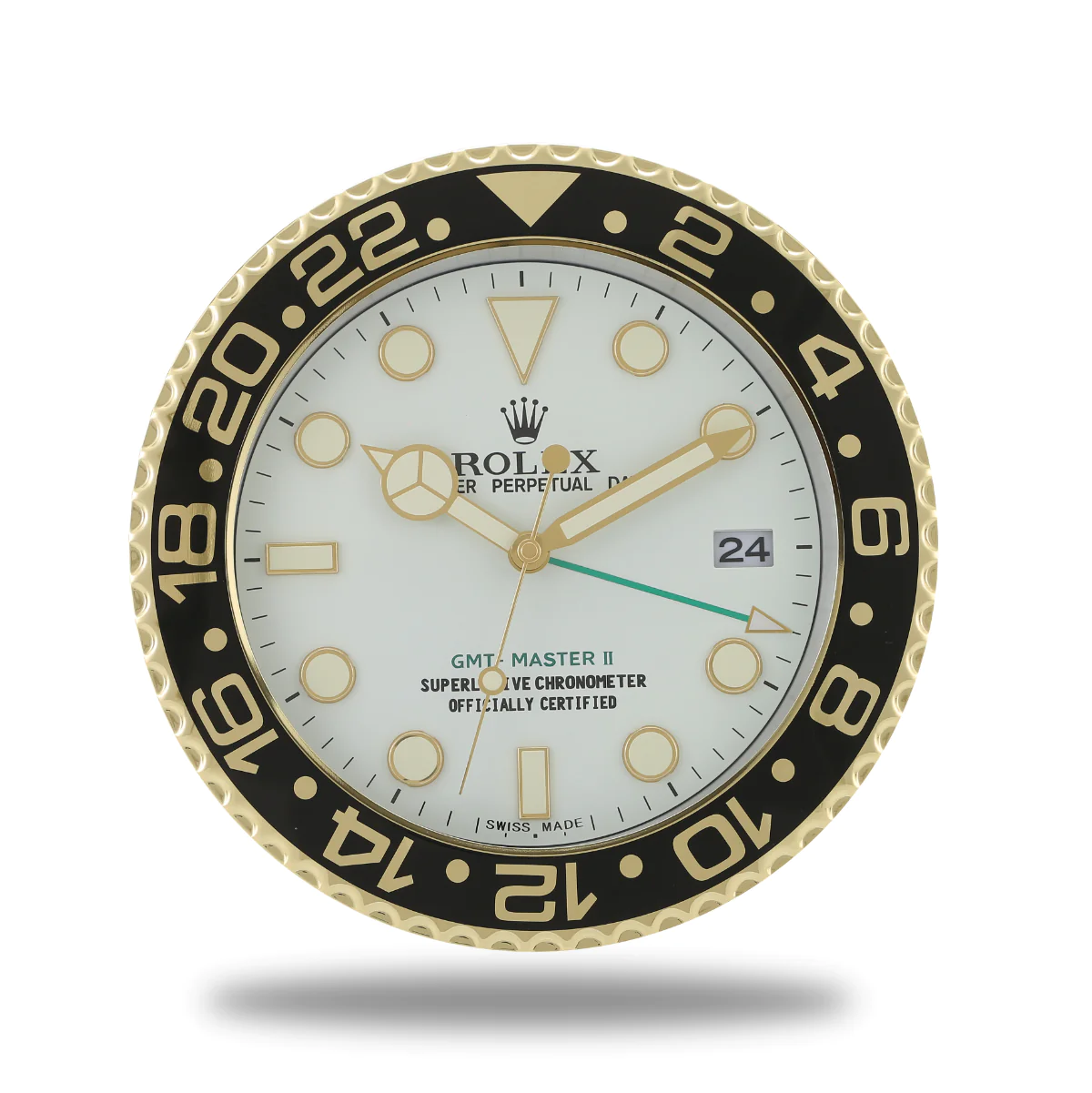 GMT-Master Wanduhr – Gold & Weiß – Vorderseite