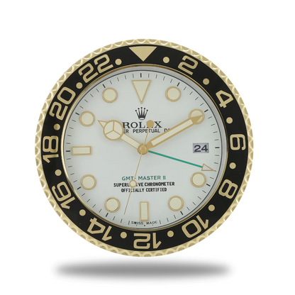 GMT-Master Wanduhr – Gold & Weiß – Vorderseite