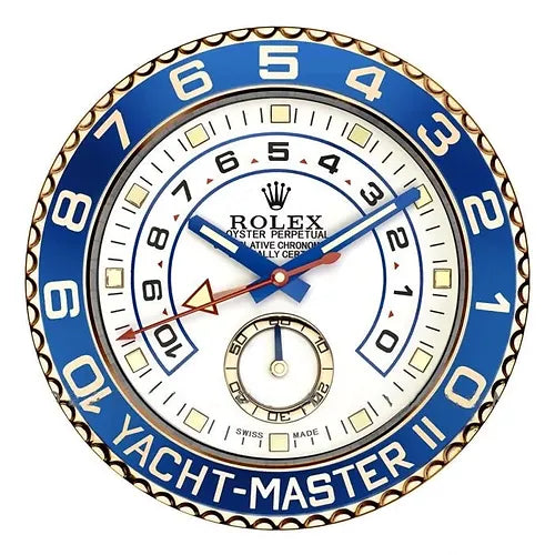 Yacht-Master II Wanduhr – Gold & Blau – Vorderseite