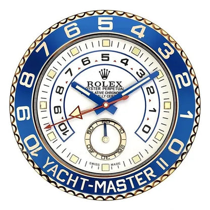 Yacht-Master II Wanduhr – Gold & Blau – Vorderseite