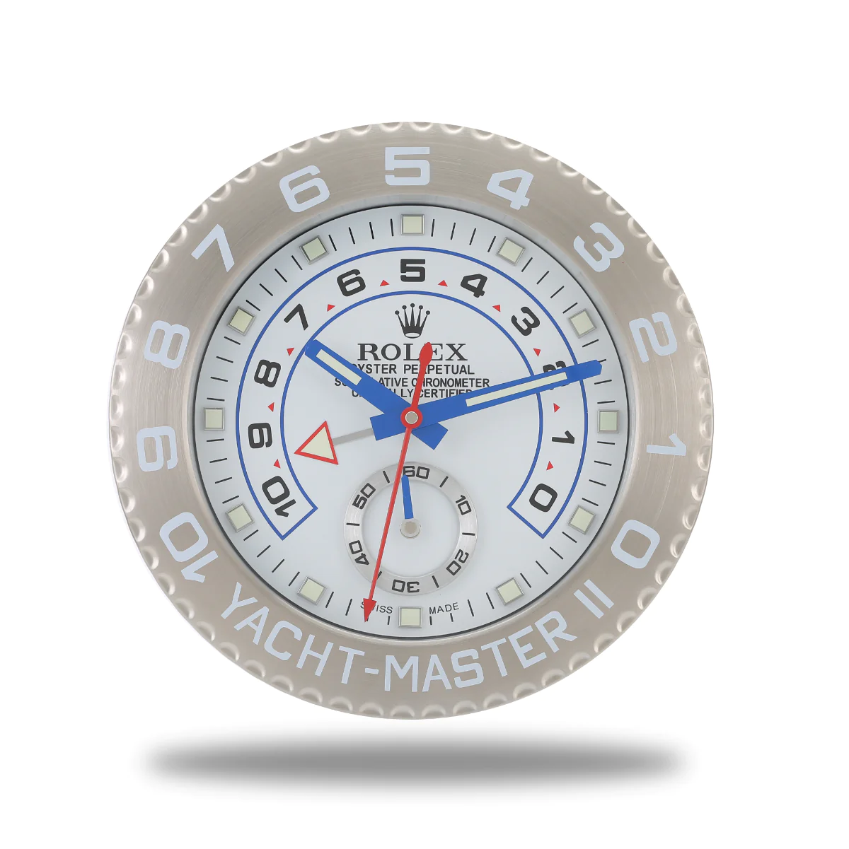 Yacht-Master II Wanduhr – Silber & Weiß – Vorderseite