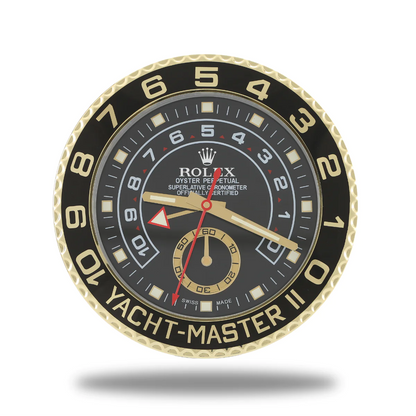 Yacht-Master II Wanduhr – Gold & Schwarz – Vorderseite