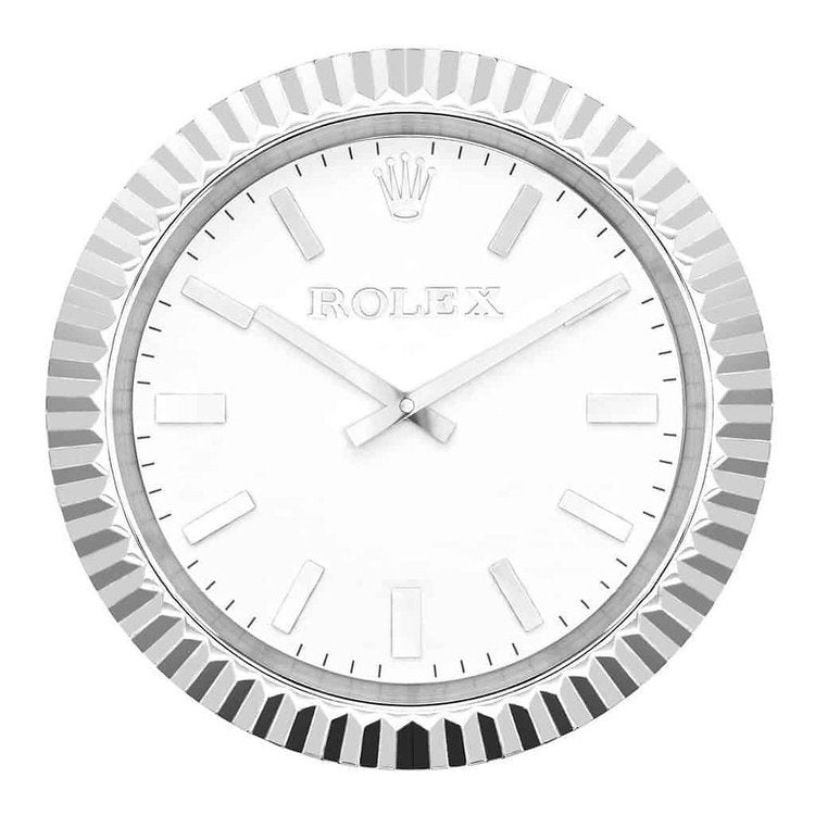 Presidential Wanduhr – Silber & Weiß – Vorderseite