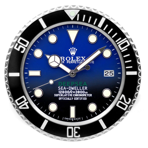 Deepsea Wanduhr – Schwarz & Blau – Vorderseite