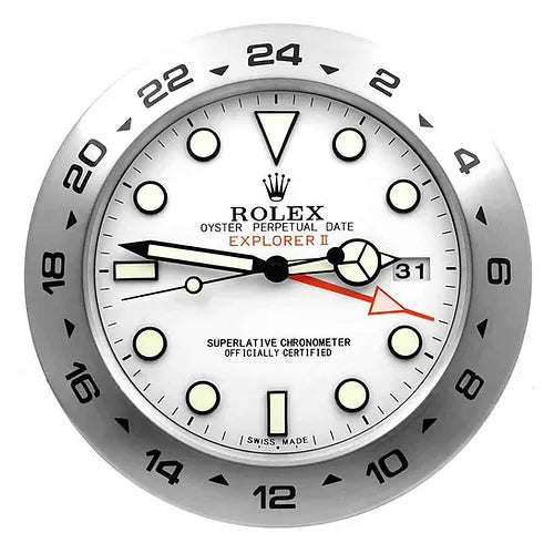 Explorer II Wanduhr – Weißes Zifferblatt – Vorderseite