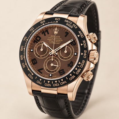 Rosavelle Chronograph in Schokolade und Schwarz – 40 mm, Seitenansicht