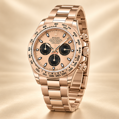 Roselume Herren-Chronograph in Rosé und Schwarz, 40 mm – Seitenansicht