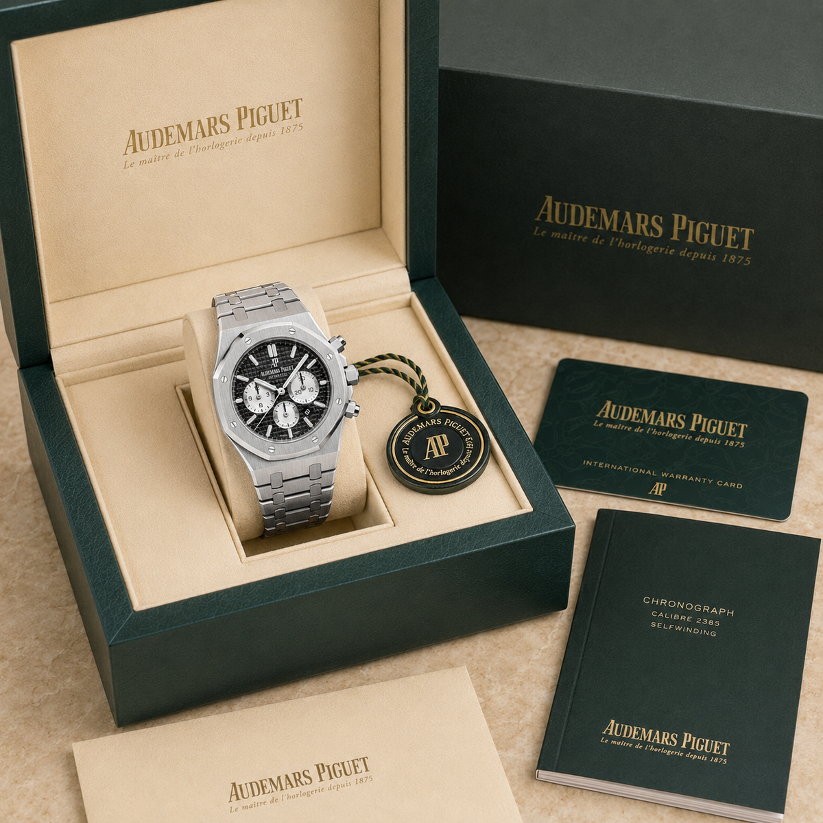 Royal Oak Selfwinding Chronograph 'Panda' complete set met doos en certificaten