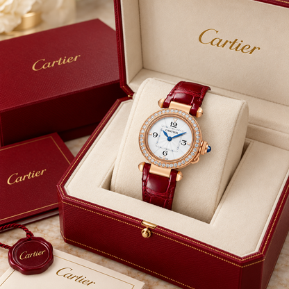 Runde Elegance Damenuhr 30 mm in luxe presentatiebox