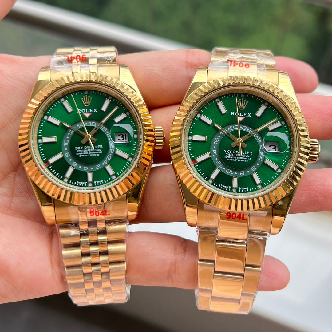 Luxuriös Automatic Herren Uhr – Gold Hülle with Grün Dial