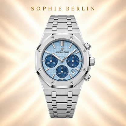Octavia Armbanduhr – Silberfarben & Eisblau – Detailansicht