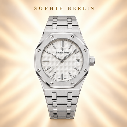 Octavia Armbanduhr – Silberfarben & Weiß – Detailansicht
