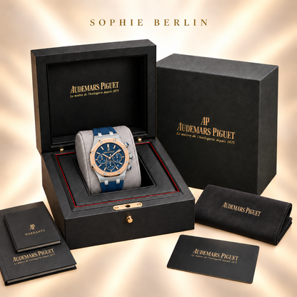 Octavia Armbanduhr – Blau mit roségoldfarbener Umrandung – optionale Uhrenverpackung