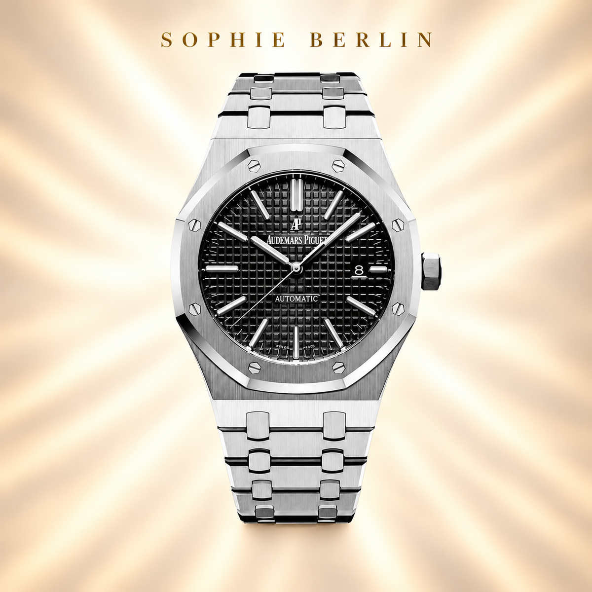Octavia Armbanduhr – Silberfarben & Schwarz – Detailansicht