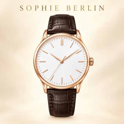 Serena Armbanduhr – Roségoldfarben & Weiß – Detailansicht