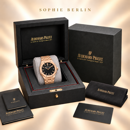 Octavia Armbanduhr – Roségoldfarben & Dunkelbraun – optionale Uhrenverpackung