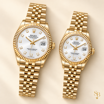 Partneruhren-Set – Goldfarben & Silber – 36 & 28 mm – Vorderansicht