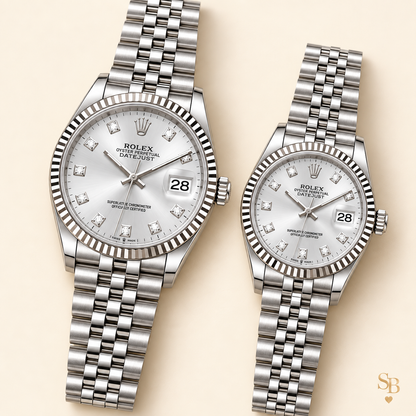 Partneruhren-Set – Silberfarben & Silber – 36 & 28 mm – Vorderansicht