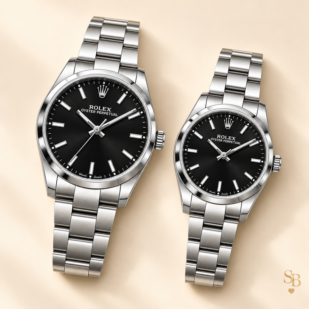 Partneruhren-Set – Silberfarben & Schwarz – 41 & 31 mm – Vorderansicht