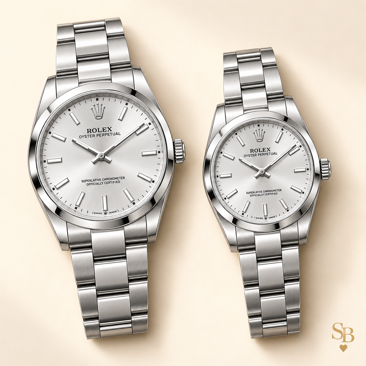 Partneruhren-Set – Silberfarben & Silber – 41 & 31 mm – Vorderansicht
