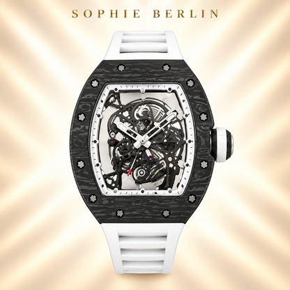Veloce Sportuhr – Schwarz mit weißem Armband – Detailansicht