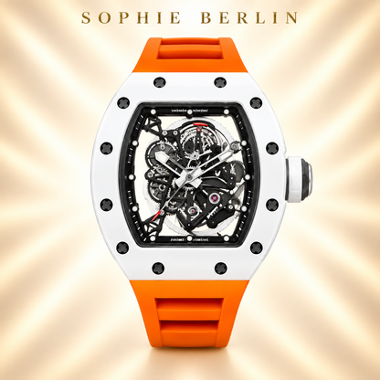 Veloce Sportuhr – Weiß & Orange – Detailansicht