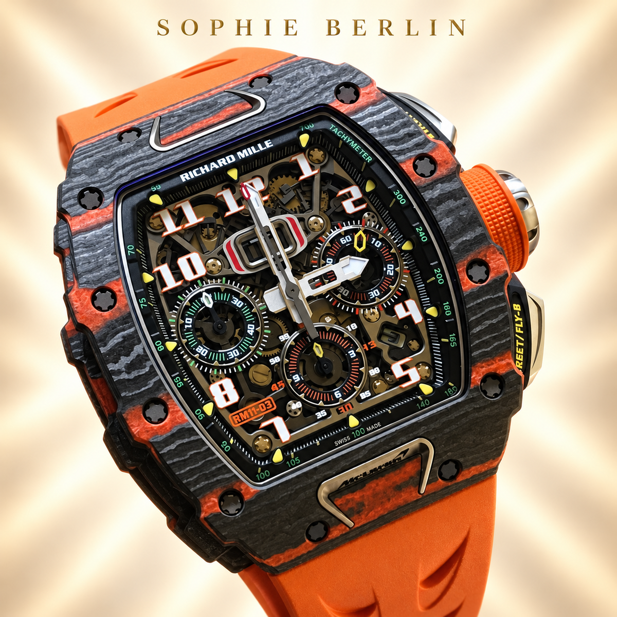 Veloce Sportuhr – Orange & Anthrazit – Detailansicht