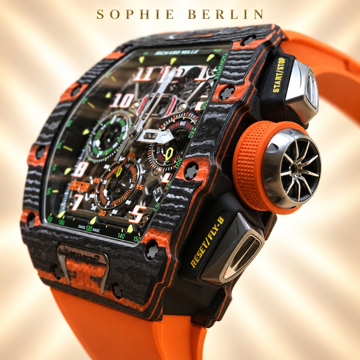 Veloce Sportuhr – Orange & Anthrazit – Detailansicht