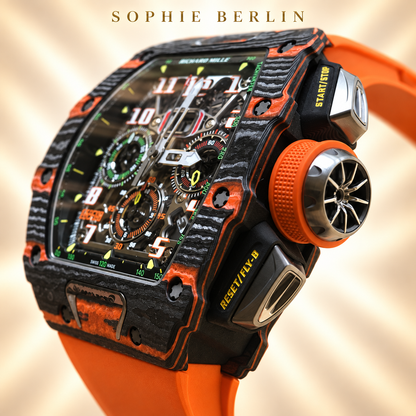 Veloce Sportuhr – Orange & Anthrazit – Detailansicht