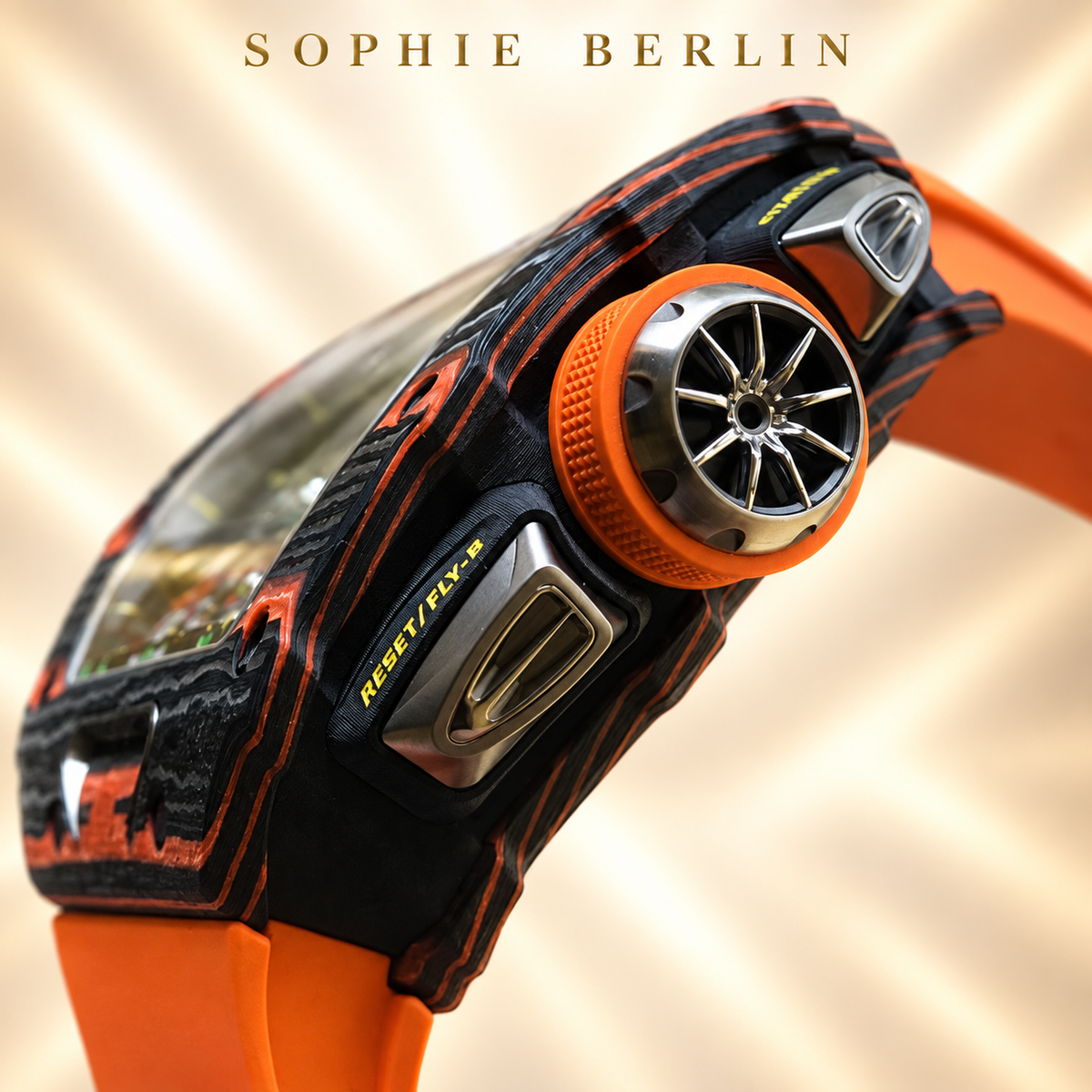 Veloce Sportuhr – Orange & Anthrazit – Detailansicht