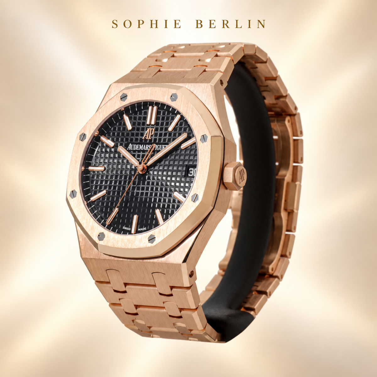 Octavia Sportuhr Roségoldfarben 41 mm – Seitenansicht Krone – Sophie Berlin