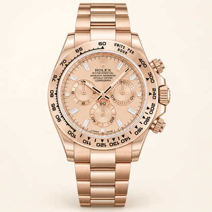 Seraphine Herren-Chronograph – Rosé & Steinbesatz – Vorderansicht