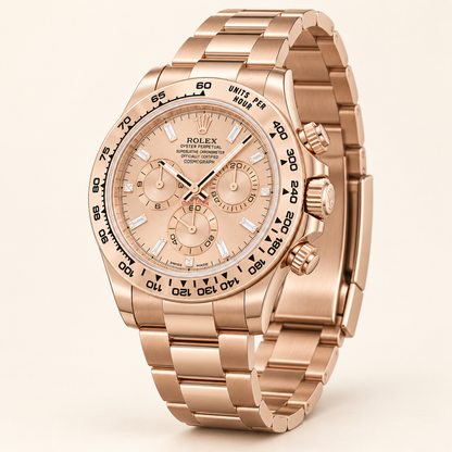 Seraphine Herren-Chronograph – Rosé & Steinbesatz – Seitenansicht