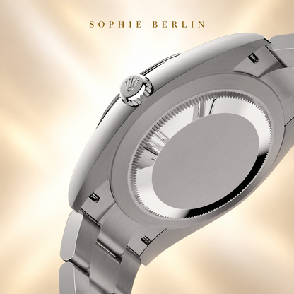 Elegante Herrenuhr – Silber & Smaragdgrün – Rückseite und Innenseite des Armbands – Sophie Berlin