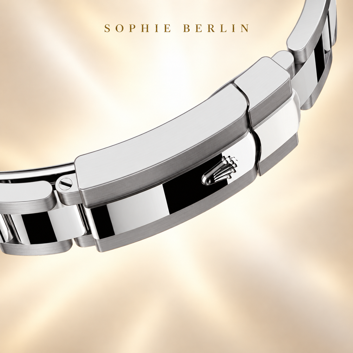 Elegante Herrenuhr – Silber & Smaragdgrün – Detail von Armband und Schließe – Sophie Berlin