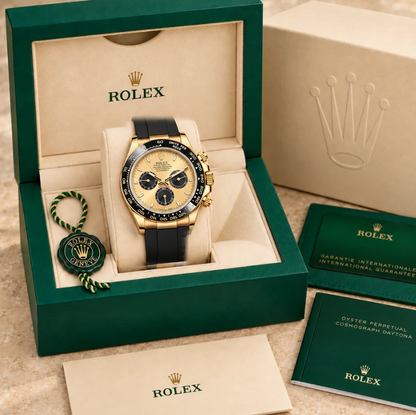 Solaro Herren-Chronograph – Goldton & Schwarz | 40 mm in groene Rolex-doos
