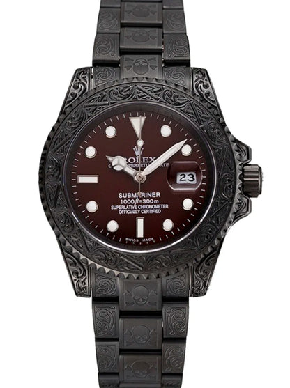 Marinus Schmuckstein-Uhr Schwarz-Braun – 41 mm – originale Detailansicht