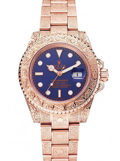 Marinus Schmuckstein-Uhr Roségold-Blau – 41 mm – originale Detailansicht