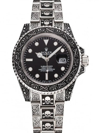 Marinus Schmuckstein-Uhr Silber-Schwarz – 41 mm – originale Detailansicht